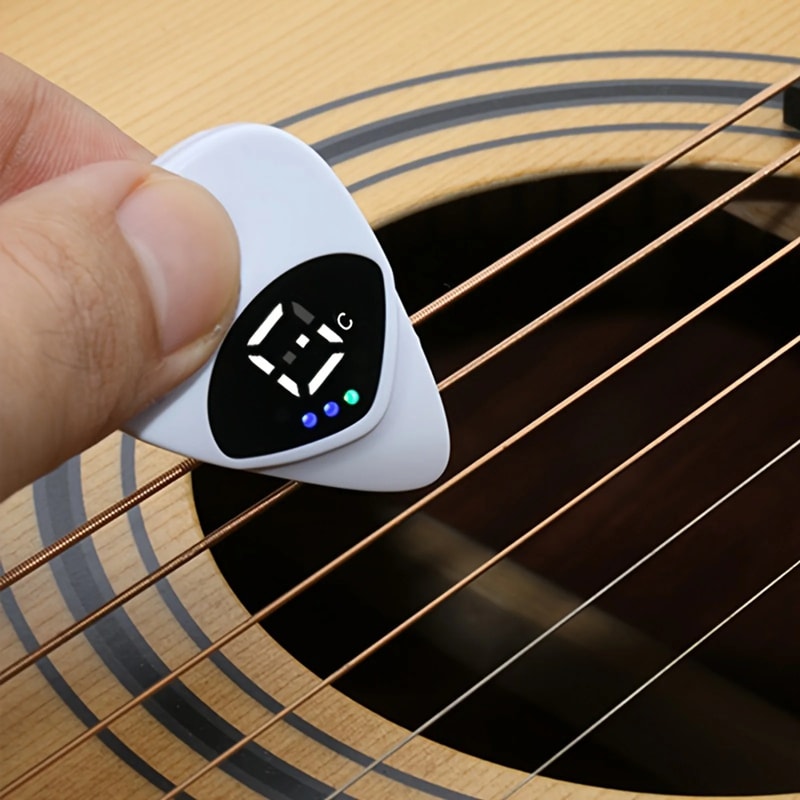 Guitar Pick Tuner for Acoustic Guitar & Ukulele with Digital Pitch Calibration