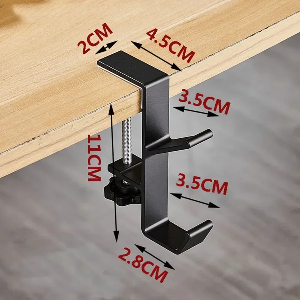 Adjustable Aluminum Desk Edge Hook for Headphones, Bags & Gaming Accessories