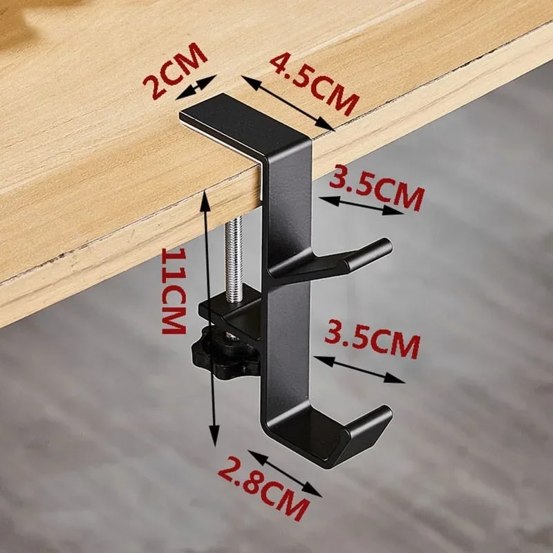 Adjustable Aluminum Desk Edge Hook for Headphones, Bags & Gaming Accessories