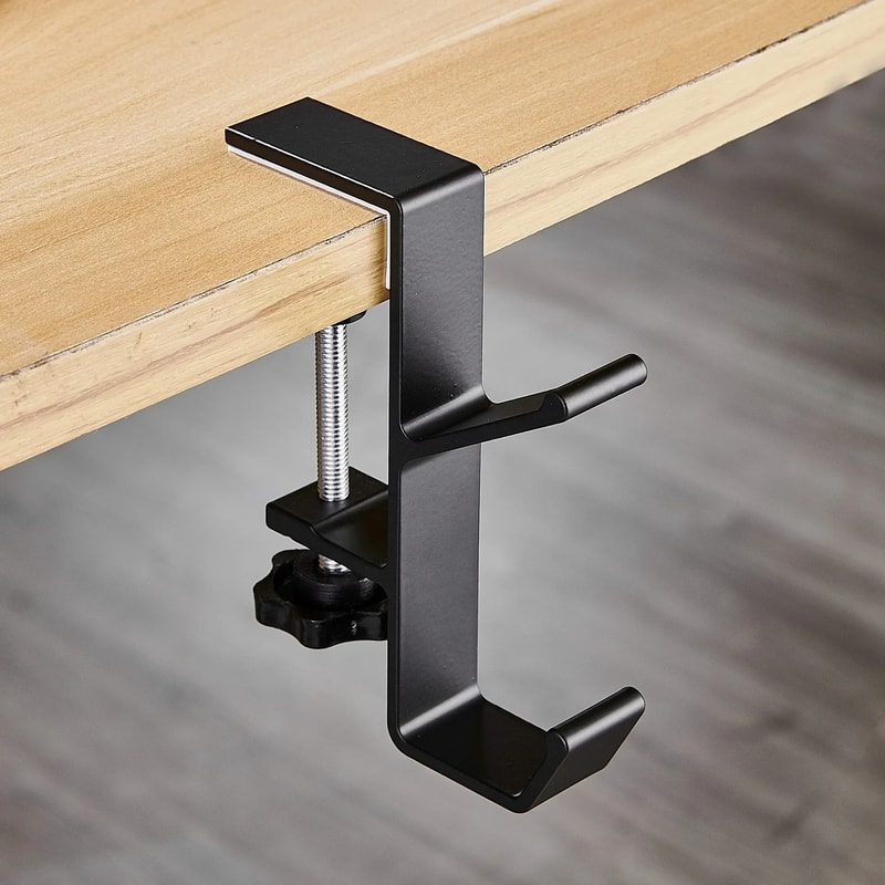Adjustable Aluminum Desk Edge Hook for Headphones, Bags & Gaming Accessories