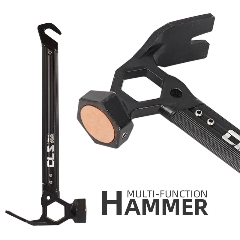 Heavy Duty Multifunction Camping Hammer With Tent Hammer Tool Nail Puller Stainless Steel Outdoor 7