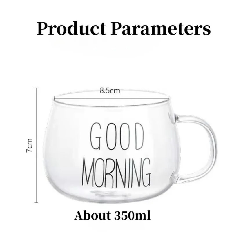 Elegant Glass Coffee Mug Letter Printed Tea Cup With Handle 4
