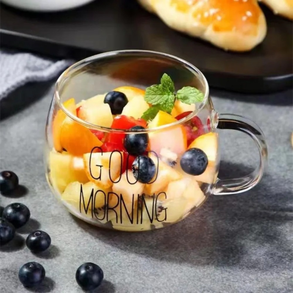 Elegant Glass Coffee Mug Letter Printed Tea Cup With Handle 6