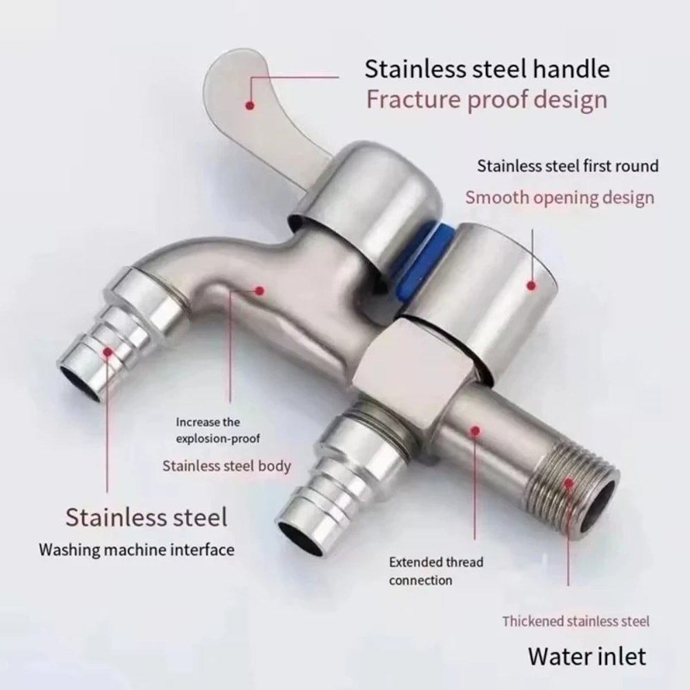 Dual Control Stainless Steel Faucet With Double Outlet Bathroom Bidet Tap 1