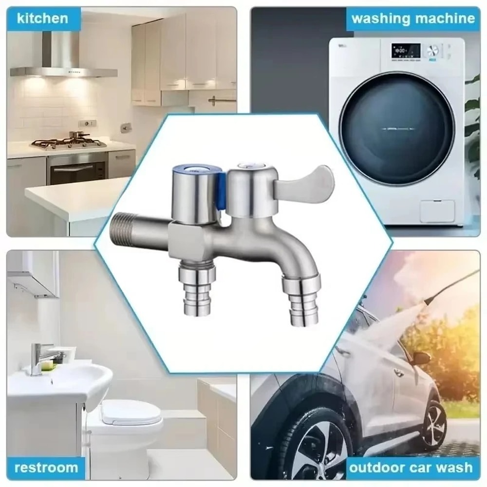 Dual Control Stainless Steel Faucet With Double Outlet Bathroom Bidet Tap 2