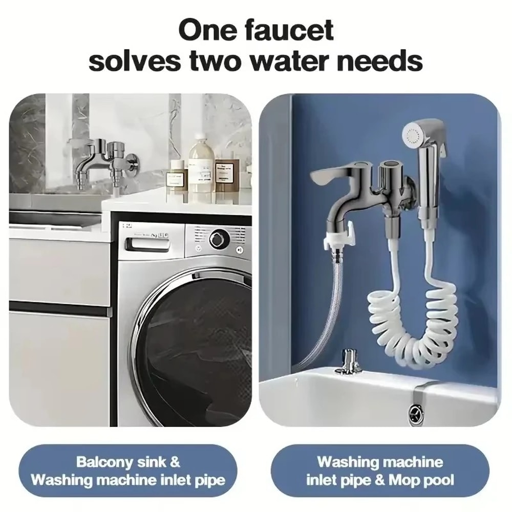 Dual Control Stainless Steel Faucet With Double Outlet Bathroom Bidet Tap 4