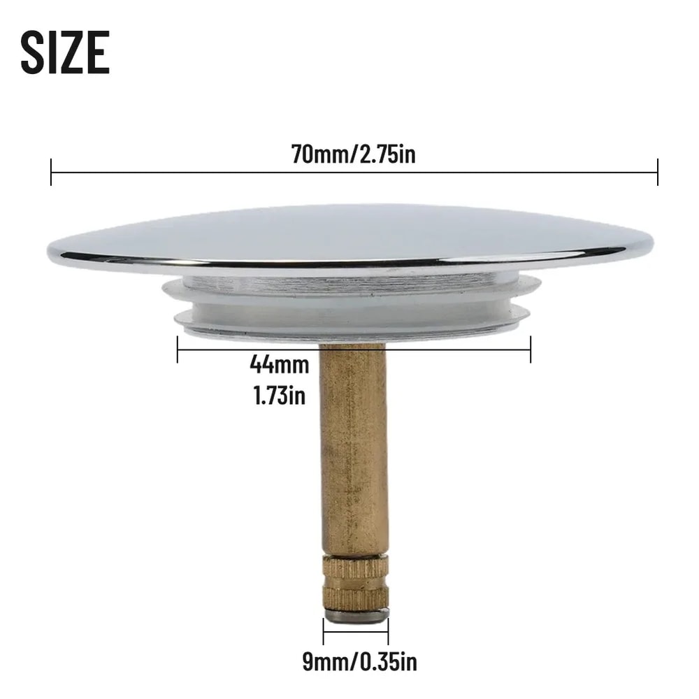 Premium Bathtub Drain Stopper for Sinks & Baths Silver Pop Up Plug
