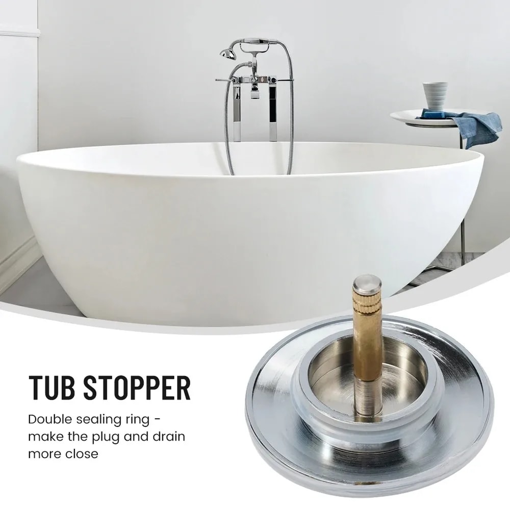 Premium Bathtub Drain Stopper for Sinks & Baths Silver Pop Up Plug