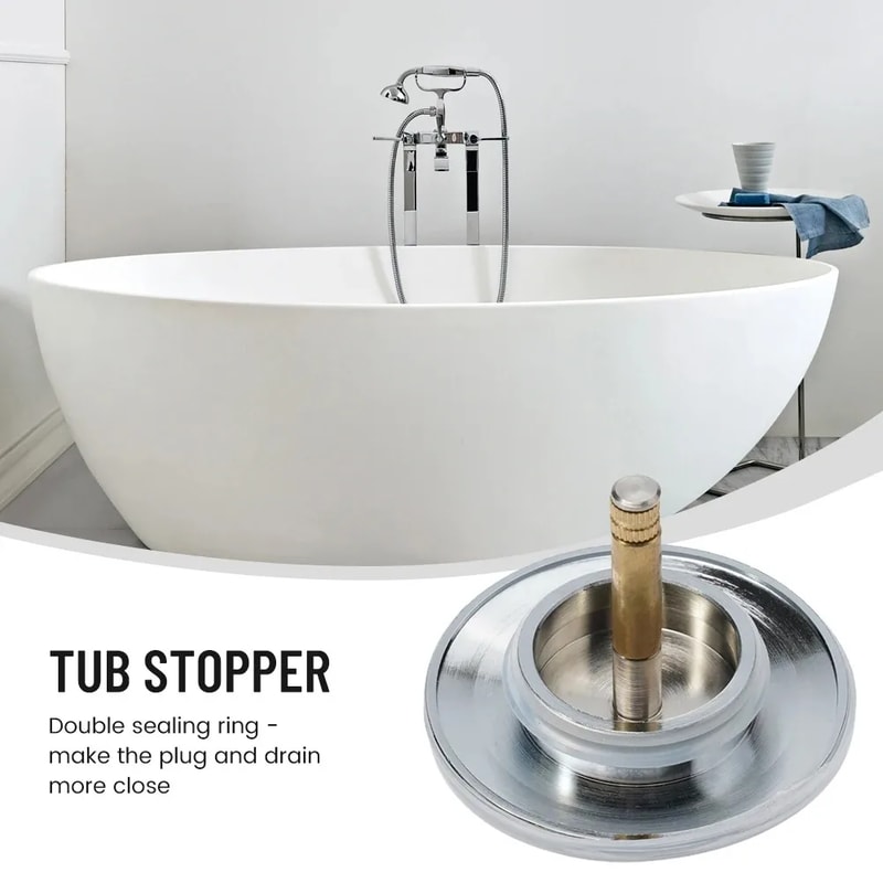 Premium Bathtub Drain Stopper for Sinks & Baths Silver Pop Up Plug