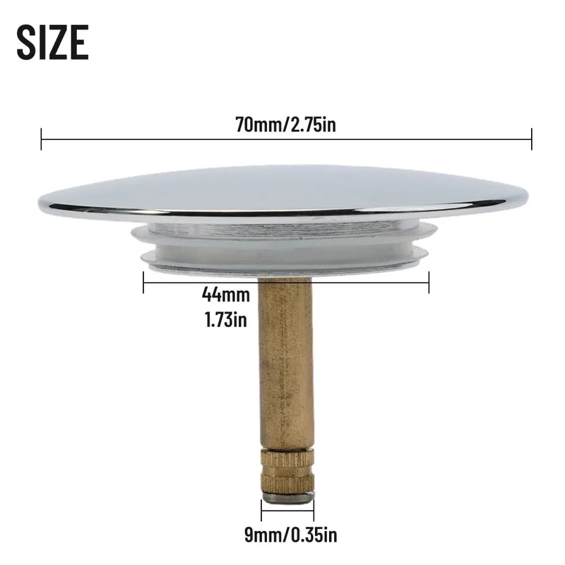 Premium Bathtub Drain Stopper for Sinks & Baths Silver Pop Up Plug