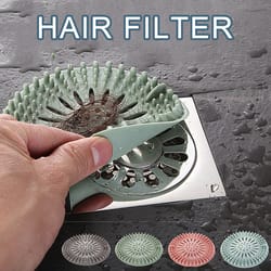 silicone shower drain hair catcher & sink strainer hair filter for bathroom