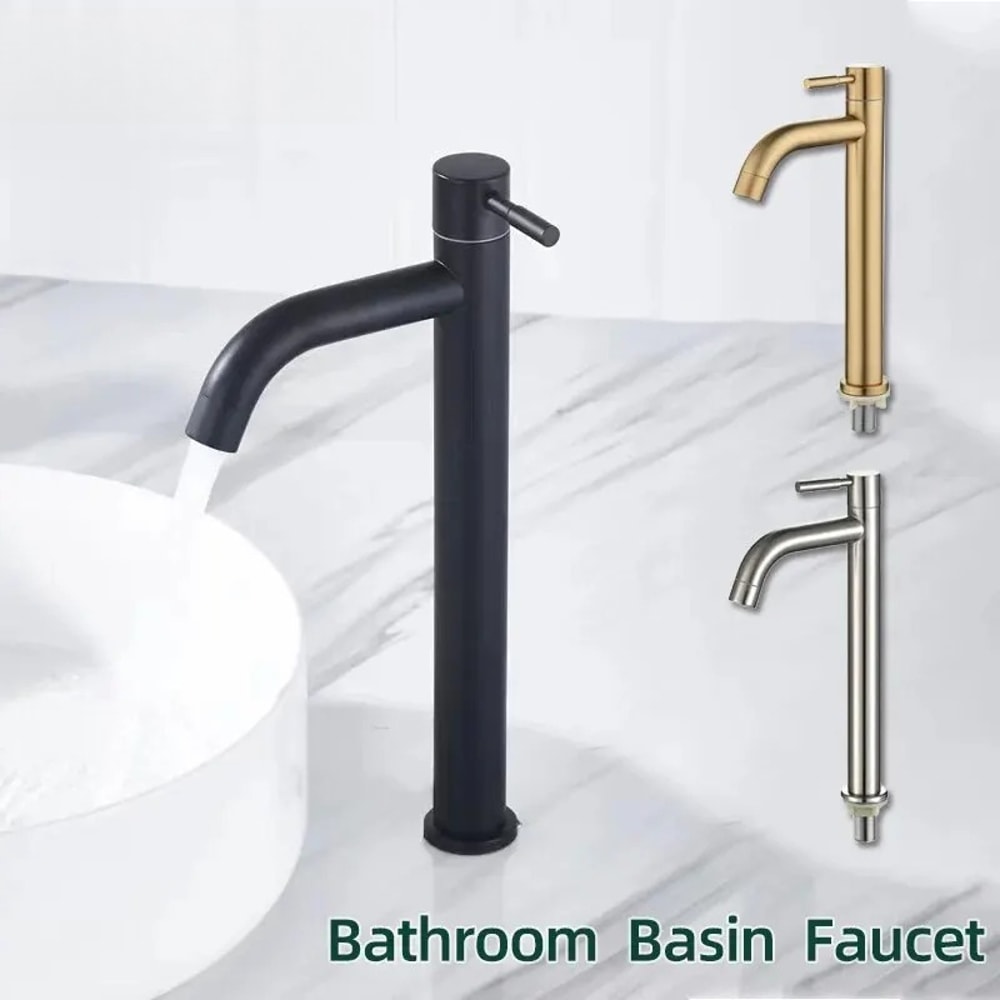 LUXROB Stainless Steel Quick Open Kitchen Sink Faucet Single Cold Basin Tap 1