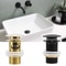Elegant Brass Matte Black Pop Up Sink Drain Stopper With Overflow Filter 0