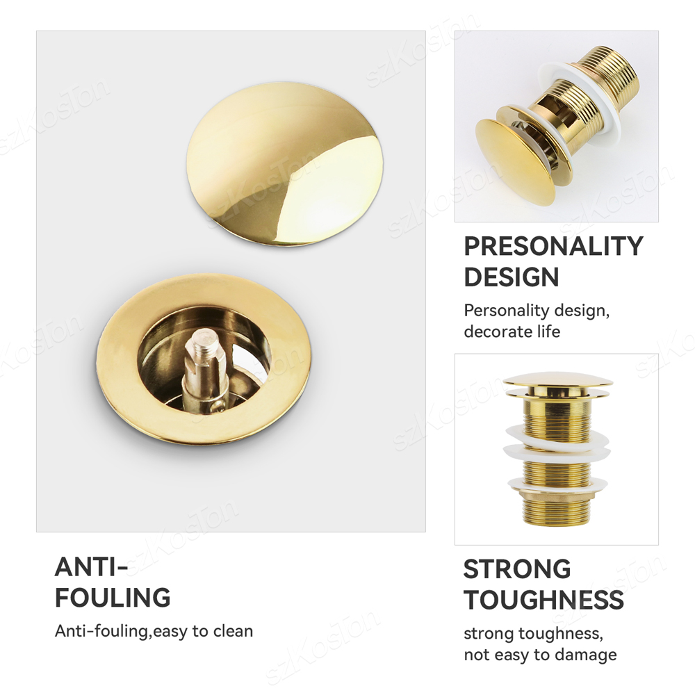 Elegant Brass Matte Black Pop Up Sink Drain Stopper With Overflow Filter 2