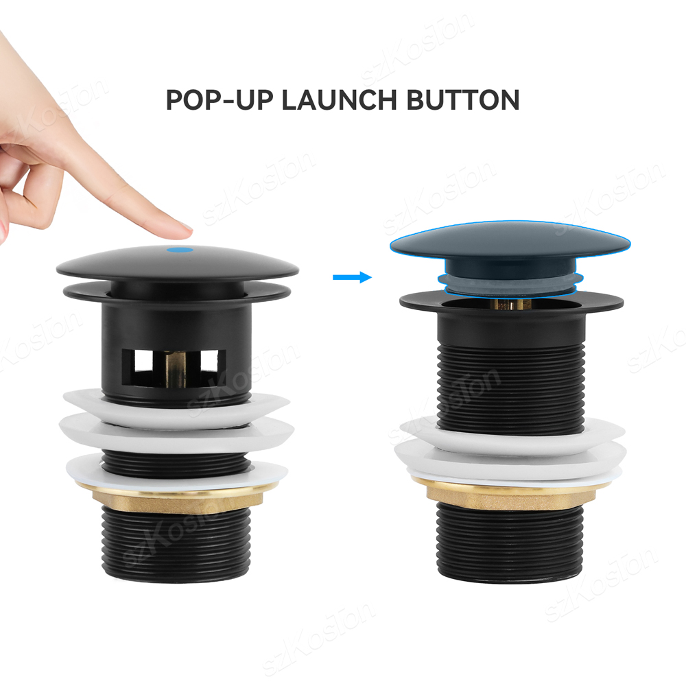 Elegant Brass Matte Black Pop Up Sink Drain Stopper With Overflow Filter 3