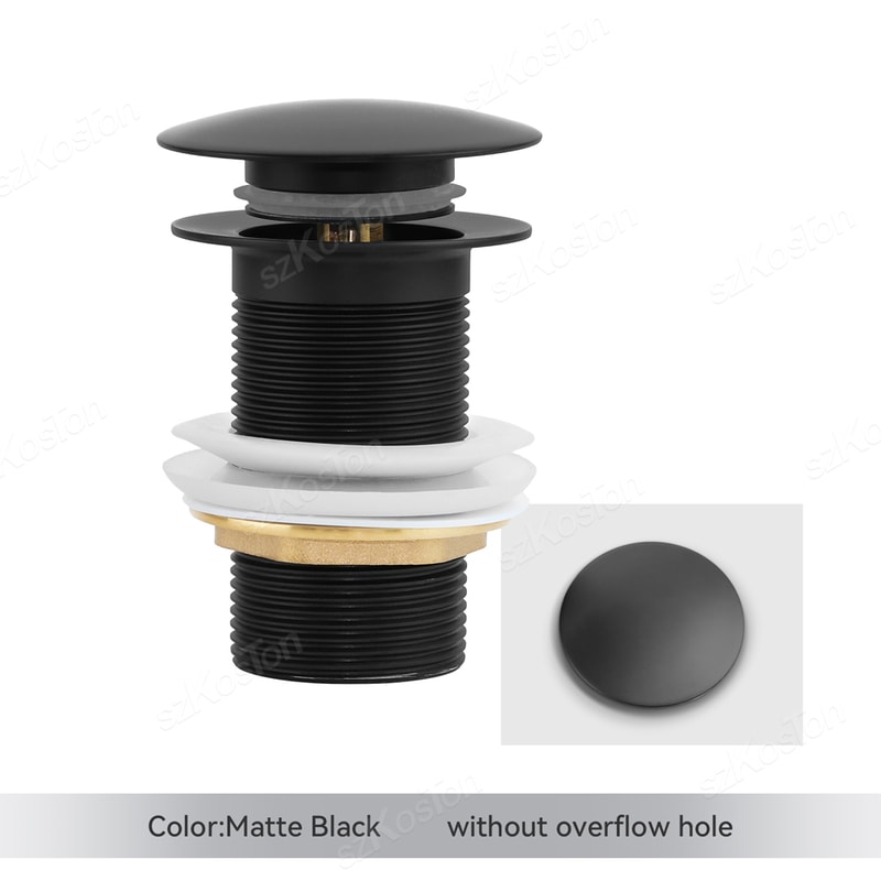Elegant Brass Matte Black Pop Up Sink Drain Stopper With Overflow Filter 5