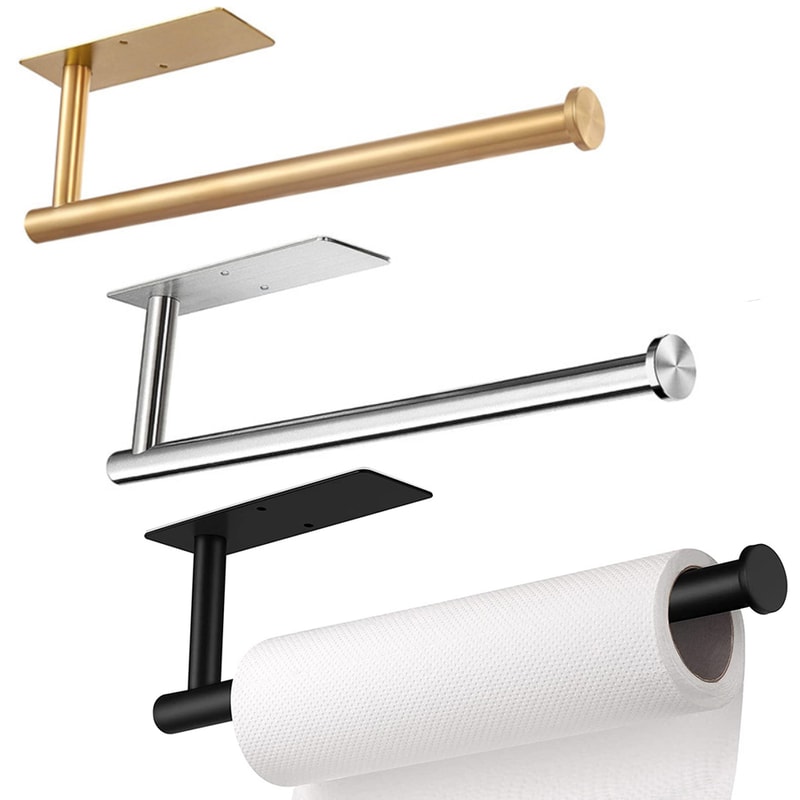 Adhesive Toilet Paper Holder Brushed Gold Stainless Steel Towel Rack