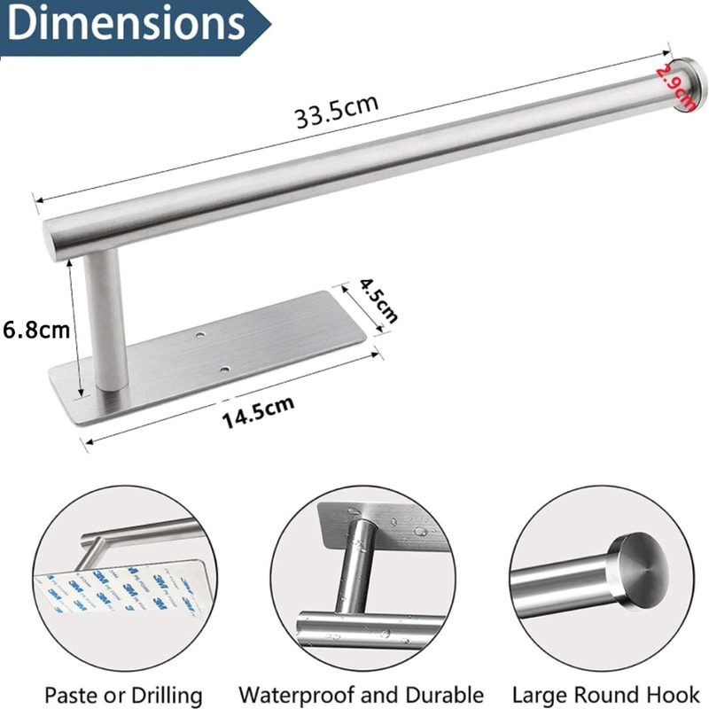 Adhesive Toilet Paper Holder Brushed Gold Stainless Steel Towel Rack