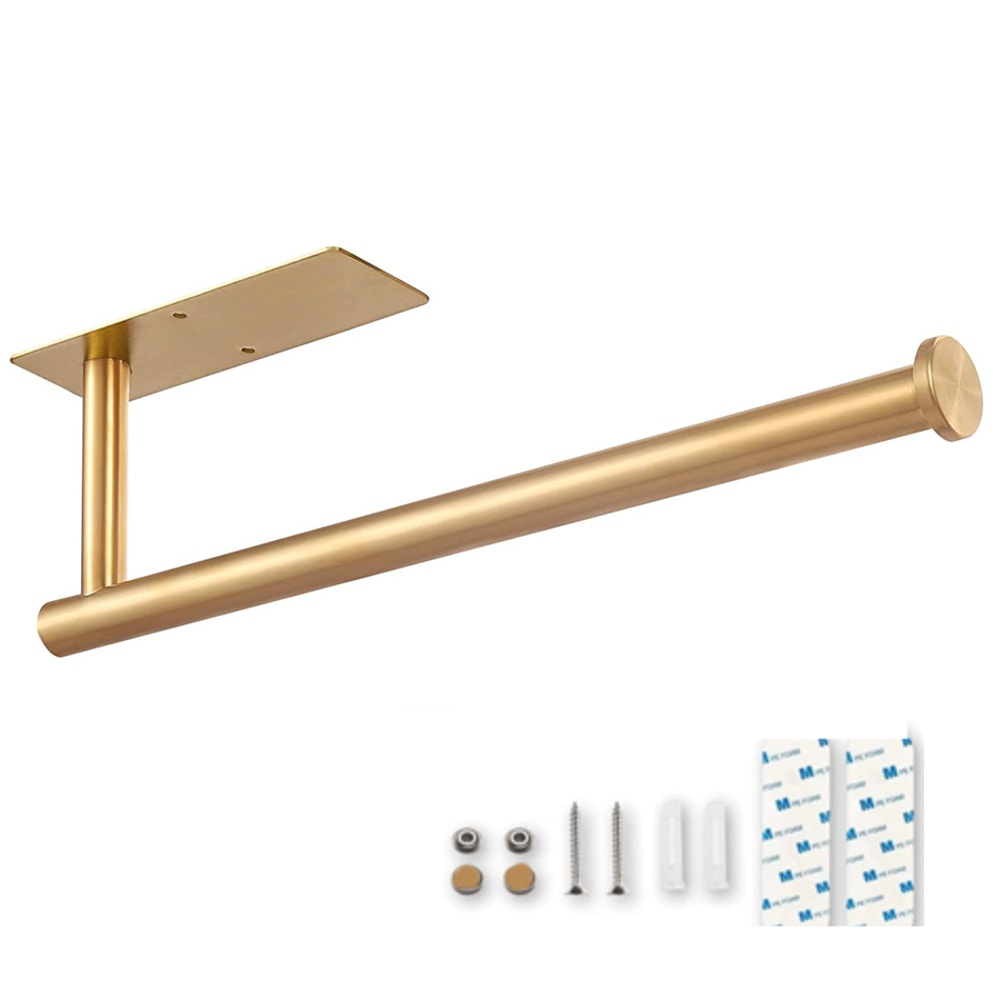 Adhesive Toilet Paper Holder Brushed Gold Stainless Steel Towel Rack