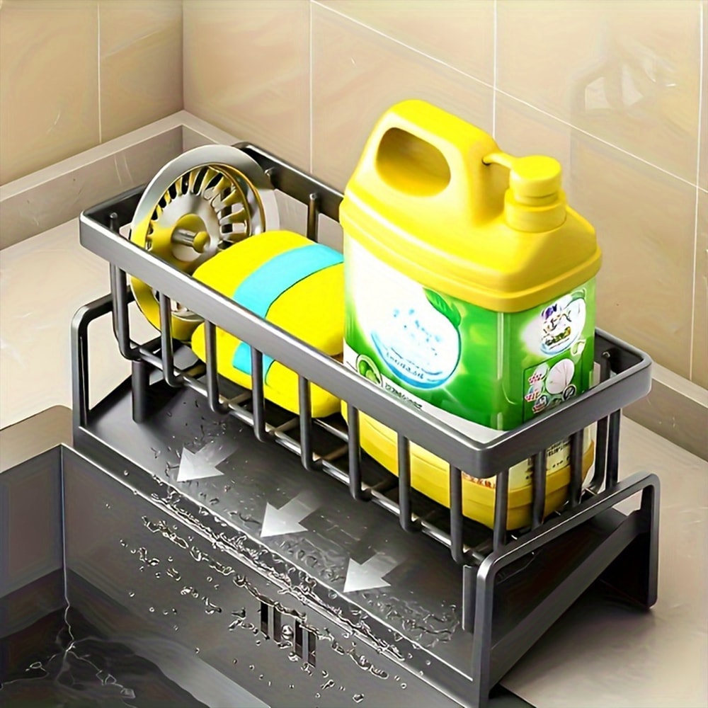 Multifunctional Kitchen Sink Organizer Rack for Sponge & Soap Storage