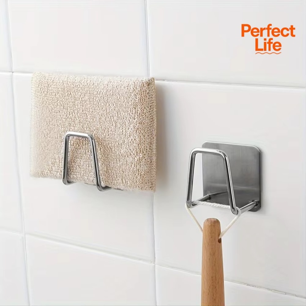 Premium Stainless Steel Kitchen Sink Rack Self Adhesive Drainage Drying Rack Storage Organizer 0