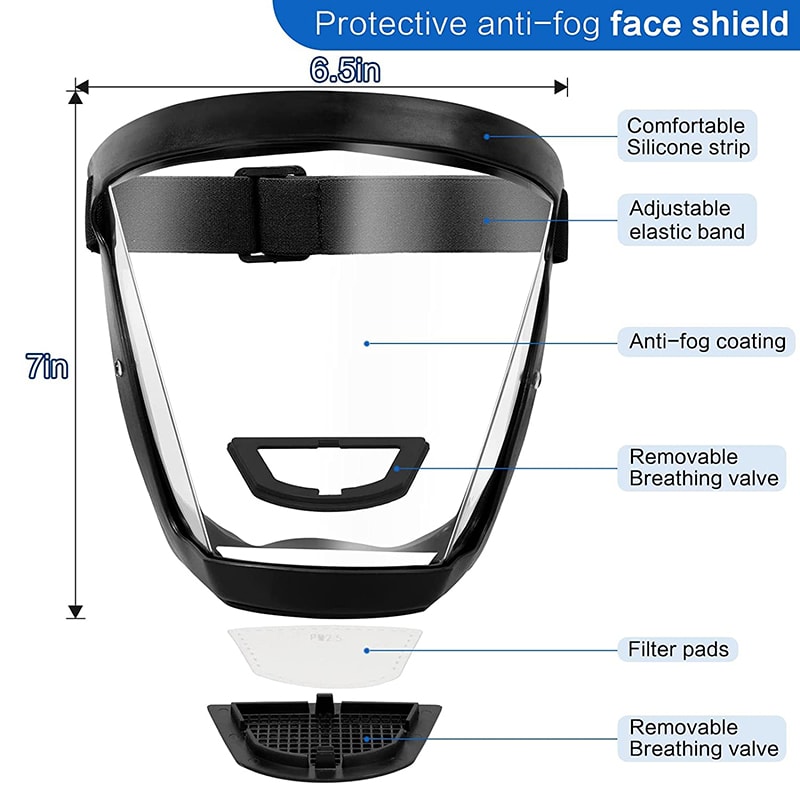 Anti Fog Full Face Shield With Filters Kitchen Work Safety Mask 5