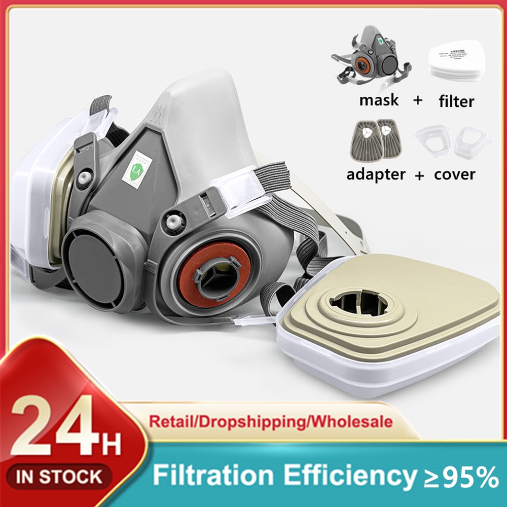 Half Face Gas Mask With Filters Dust Paint Protection 0