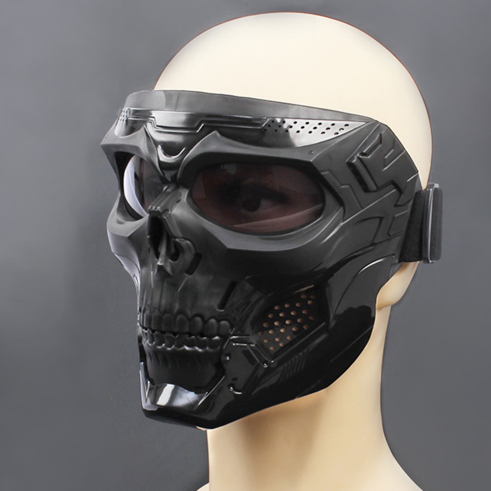 Full Face Skull Motorcycle Mask with Colored Goggles Tactical Windproof Protection
