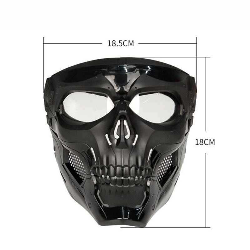 Full Face Skull Motorcycle Mask with Colored Goggles Tactical Windproof Protection