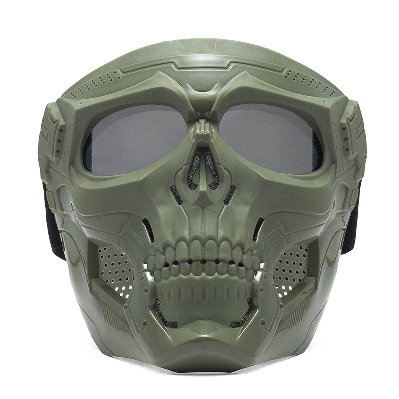 Full Face Skull Motorcycle Mask with Colored Goggles Tactical Windproof Protection