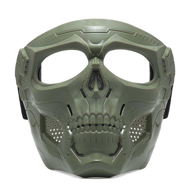 Full Face Skull Motorcycle Mask with Colored Goggles Tactical Windproof Protection