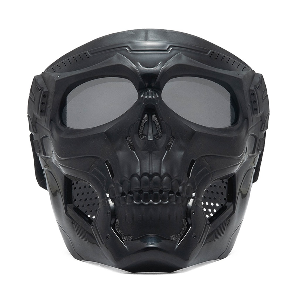 Full Face Skull Motorcycle Mask with Colored Goggles Tactical Windproof Protection