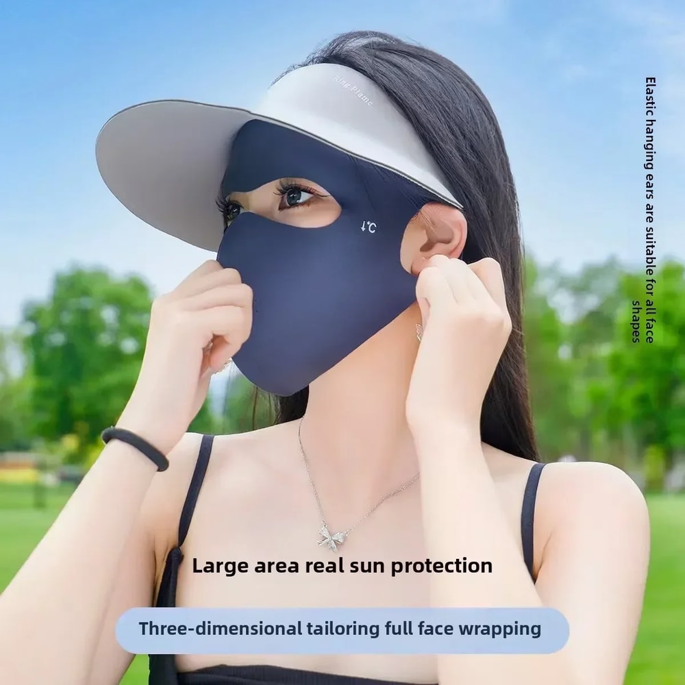 Women Summer UV Protection Face Mask Adjustable Full Face Sun Shield For Hiking Cycling 3