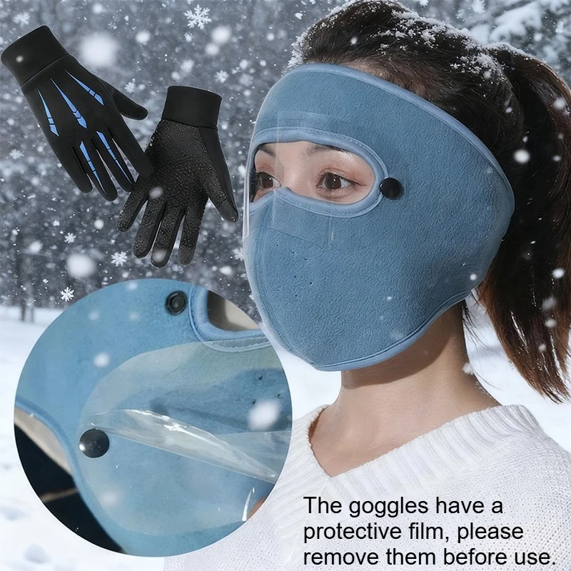 Winter Cycling Ski Full Face Mask With Anti Fog Eye Shield 0