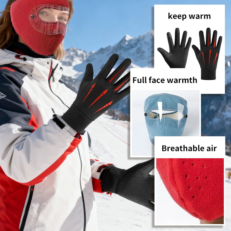 Winter Cycling Ski Full Face Mask With Anti Fog Eye Shield 5