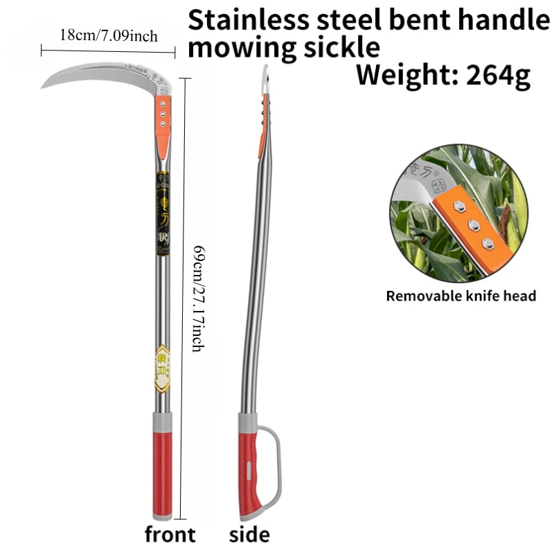 RoadEdge Pro Long Handle Grass Sickle & Crack Weeding Tool for Garden and Farm Cleanup