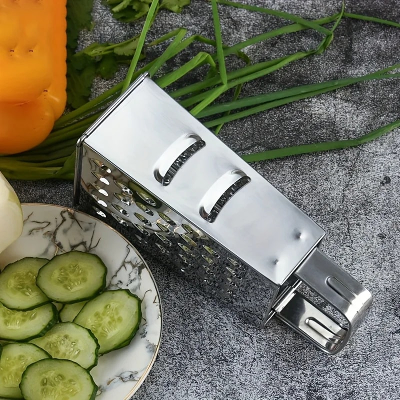 Sided Stainless Steel Box Grater for Cheese, Vegetables & Kitchen Prep