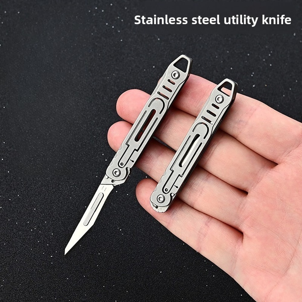 TitanEdge Mini Utility Knife With Replaceable Blade Folding Stainless Steel Design 1