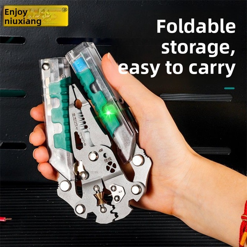Multi Function Tester Pen With Folding Screwdriver Wire Stripping Pliers 2