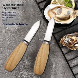 premium oyster shucking knife with wooden handle stainless steel seafood opener