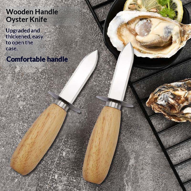 Premium Oyster Shucking Knife with Wooden Handle Stainless Steel Seafood Opener