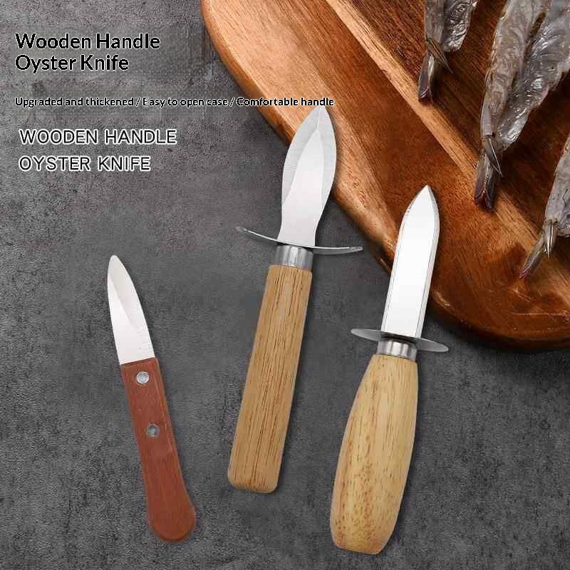 Premium Oyster Shucking Knife with Wooden Handle Stainless Steel Seafood Opener