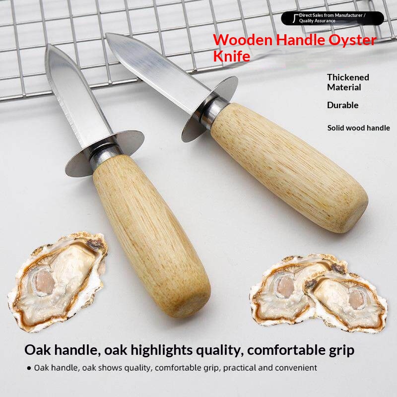 Premium Oyster Shucking Knife with Wooden Handle Stainless Steel Seafood Opener