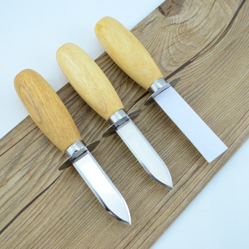 Premium Oyster Shucking Knife with Wooden Handle Stainless Steel Seafood Opener