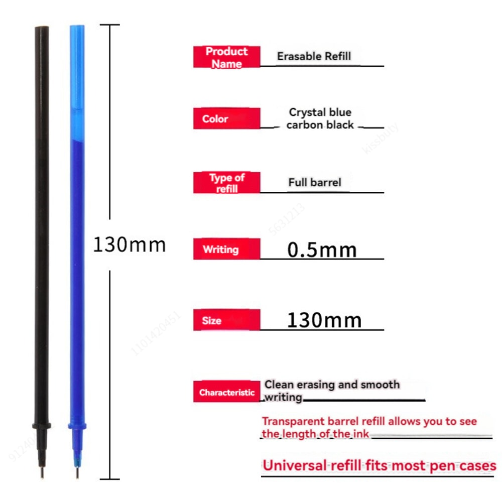 Reusable Erasable Gel Pen Refills Blue Black Ink Set for School and Office