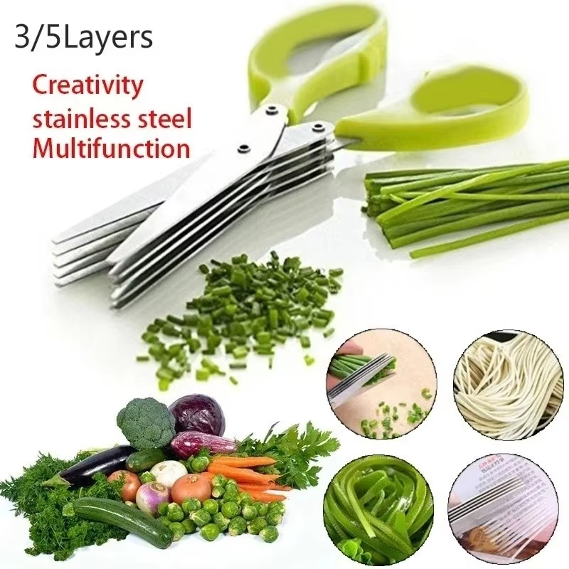 Blade Herb Scissors Stainless Steel Kitchen Cutter For Herbs Green Onions Vegetables 1
