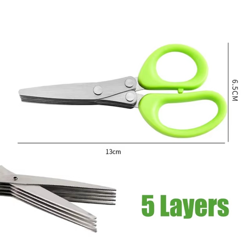 Blade Herb Scissors Stainless Steel Kitchen Cutter For Herbs Green Onions Vegetables 7