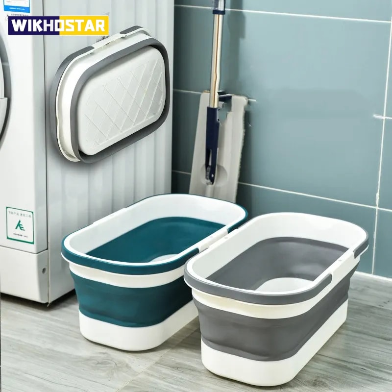 Collapsible Mop Bucket & Laundry Basket with Handle Large Foldable Cleaning Bucket for Home Use