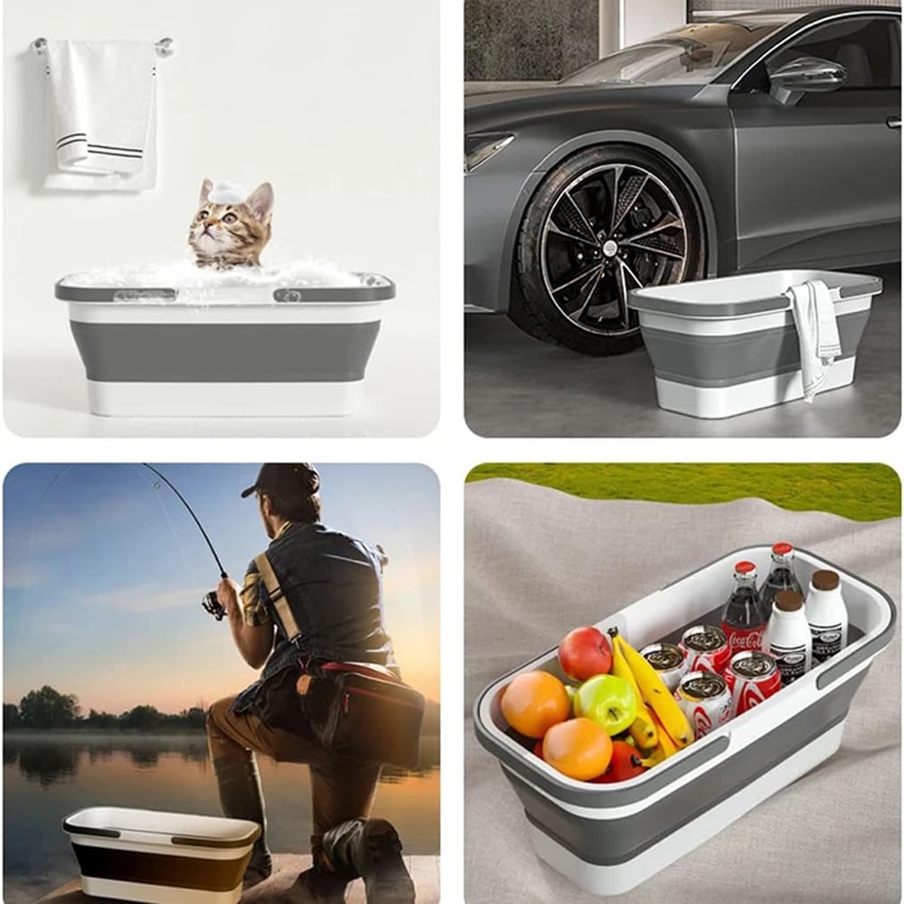 Collapsible Mop Bucket & Laundry Basket with Handle Large Foldable Cleaning Bucket for Home Use