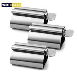 stainless steel toothpaste dispenser & bathroom organizer rack set